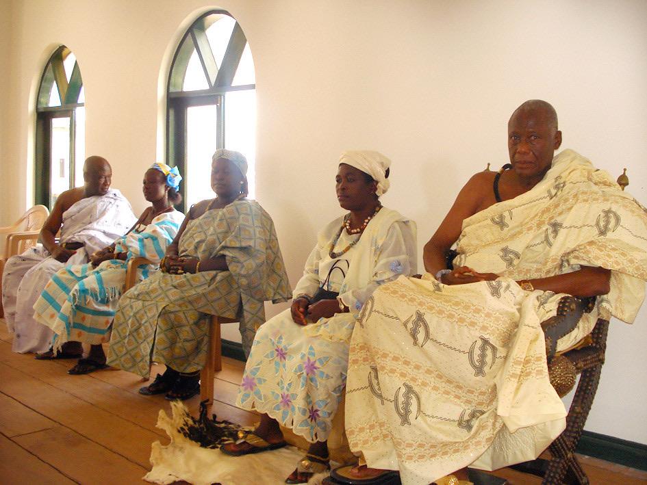 The Tabom chief, queen and elders seated in Accra
