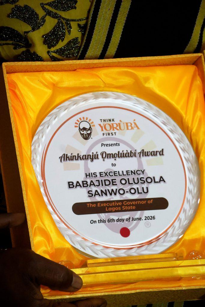 The Ọmọlúàbí award plaque at the 4th Annual Yorùbá Global Conference